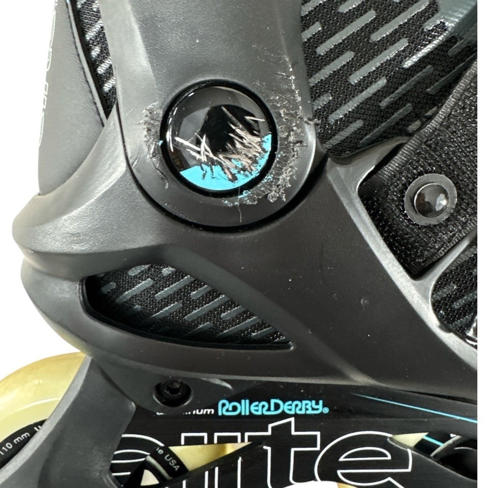 Roller Derby Elite Delta 110 Black Teal Adult‎ Inline Skates Size 10 USA EUC - Picture 3 of 12